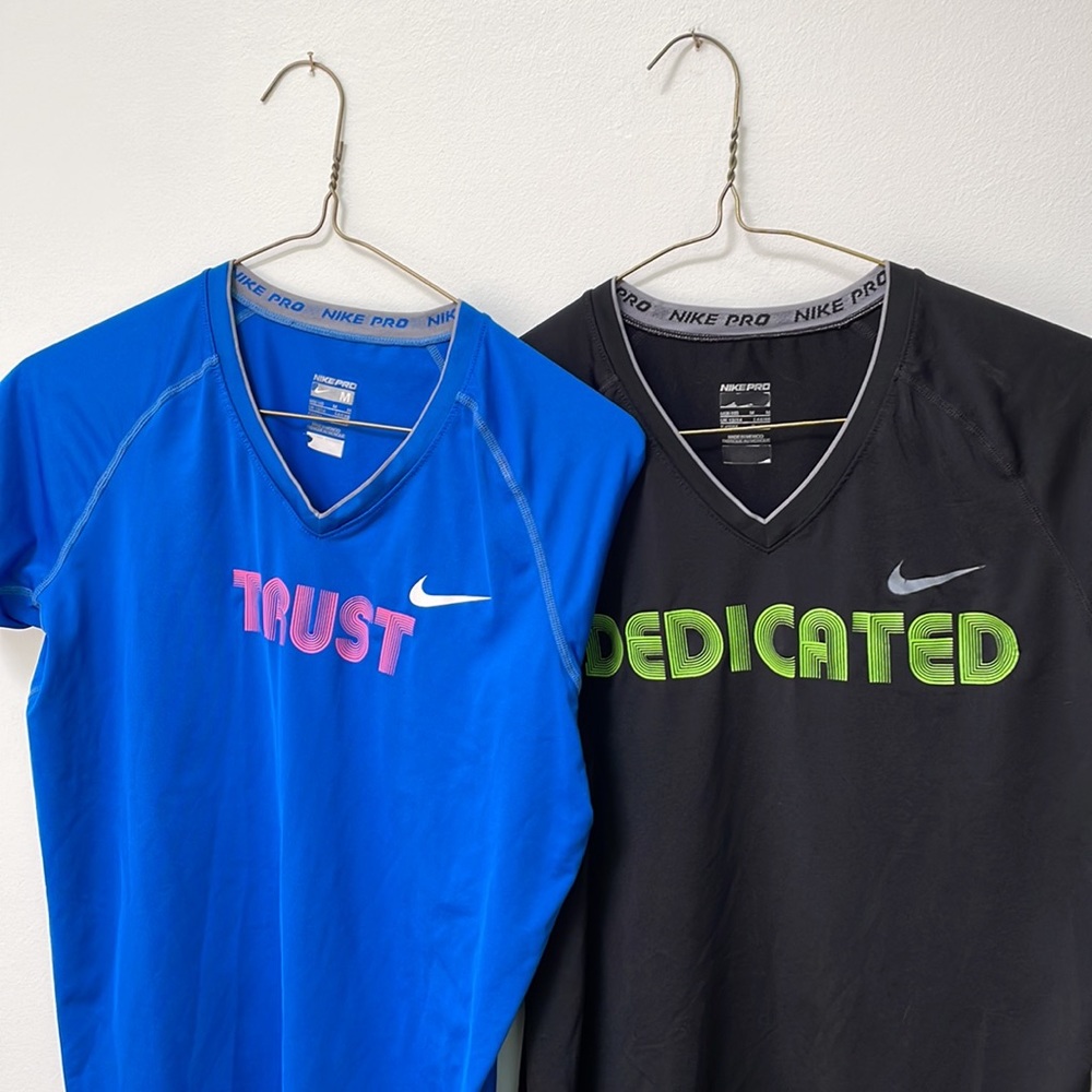 Nike Pro tops Dri-Fit set of 2 Fitted V-Neck Tee medium